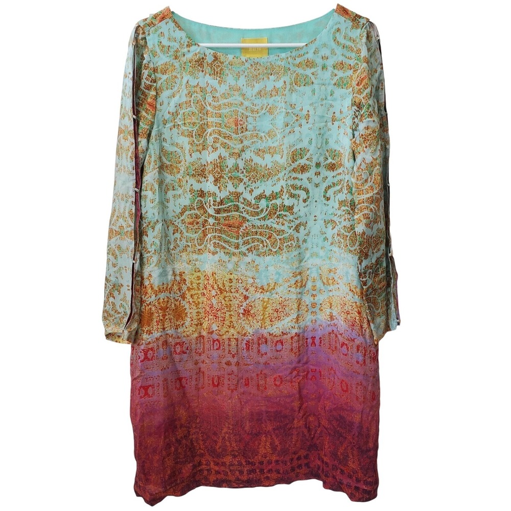 Maeve Shift Dress Women S Multicolor Ombre Damask Long Sleeve‎ Anthropologie
